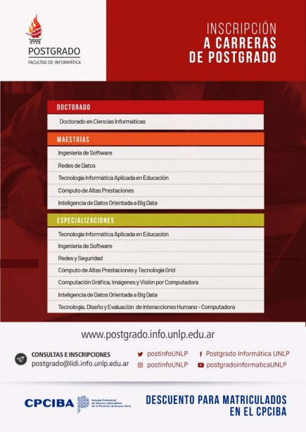 Carreras de postgrado de la Facultad de Informática de la UNLP